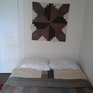 Hand Crafted Reversable Wool Blend & Flannel Farm House, Queen size, Quilt